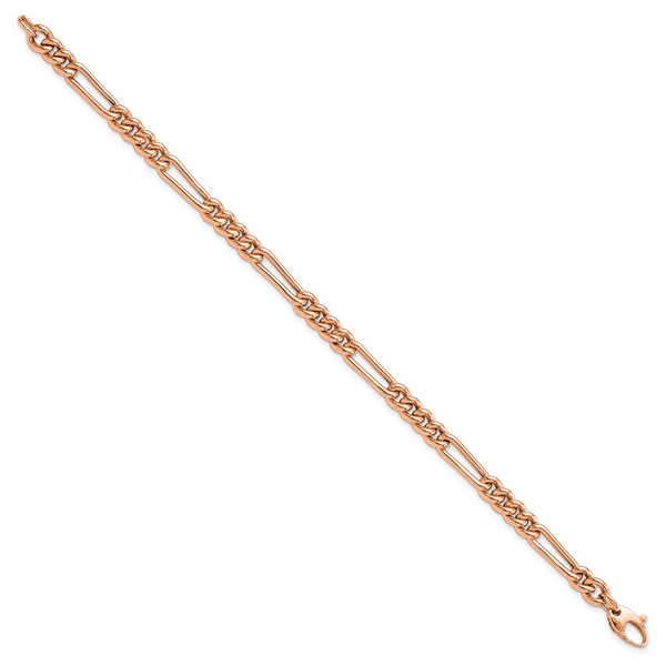 Leslie's 14K Rose Gold Polished Figaro Link Bracelet - Image 2