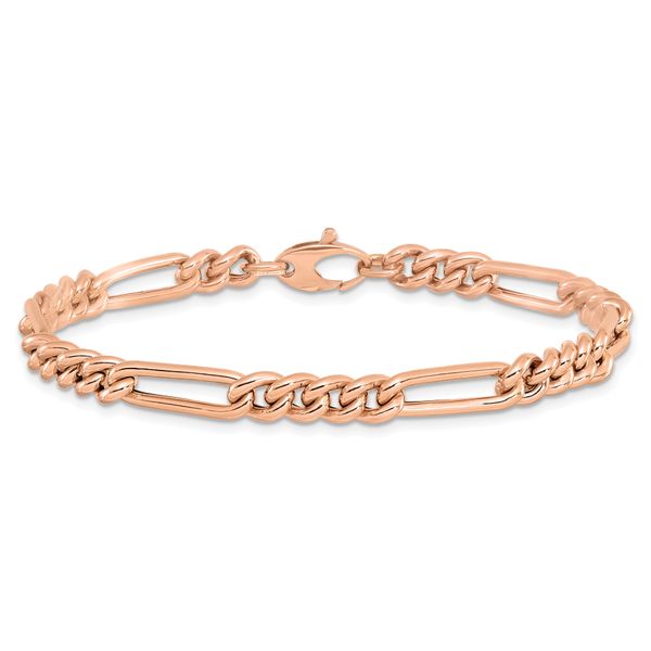 Leslie's 14K Rose Gold Polished Figaro Link Bracelet - Image 3