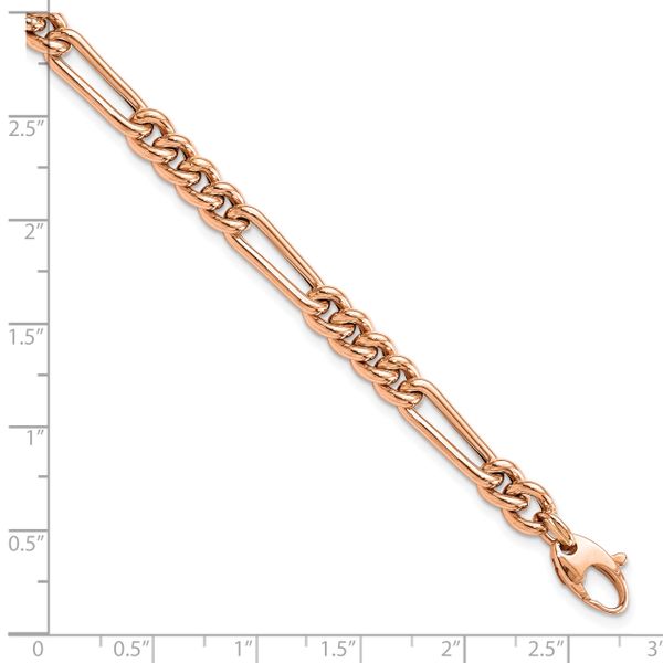 Leslie's 14K Rose Gold Polished Figaro Link Bracelet - Image 4