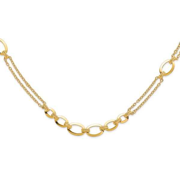 14K Polished Fancy Double-stranded Link Necklace
