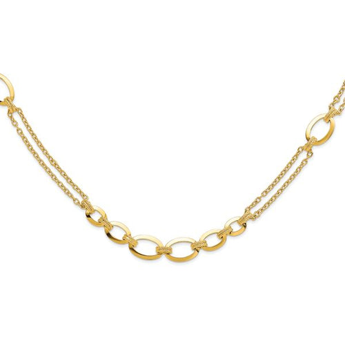 14K Polished Fancy Double-stranded Link Necklace
