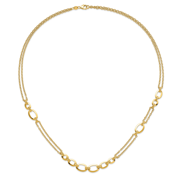 14K Polished Fancy Double-stranded Link Necklace - Image 2