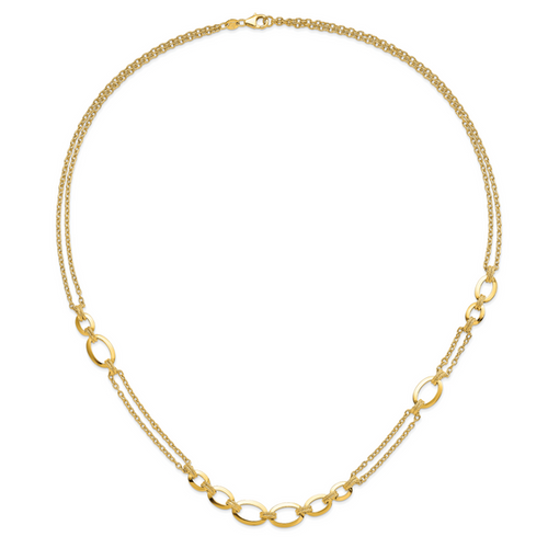 14K Polished Fancy Double-stranded Link Necklace - Image 2