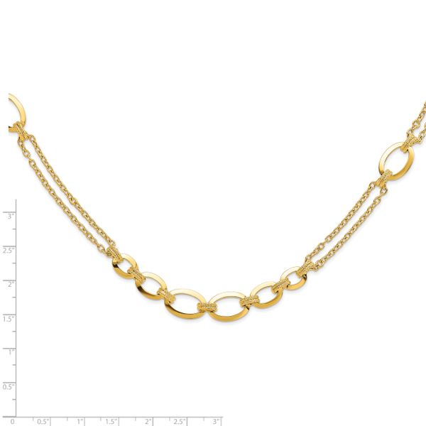 14K Polished Fancy Double-stranded Link Necklace - Image 3