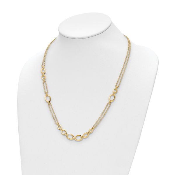14K Polished Fancy Double-stranded Link Necklace - Image 4