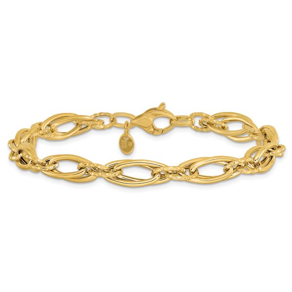 Leslie's 14K Polished Diamond-cut Fancy Link Bracelet - Image 3