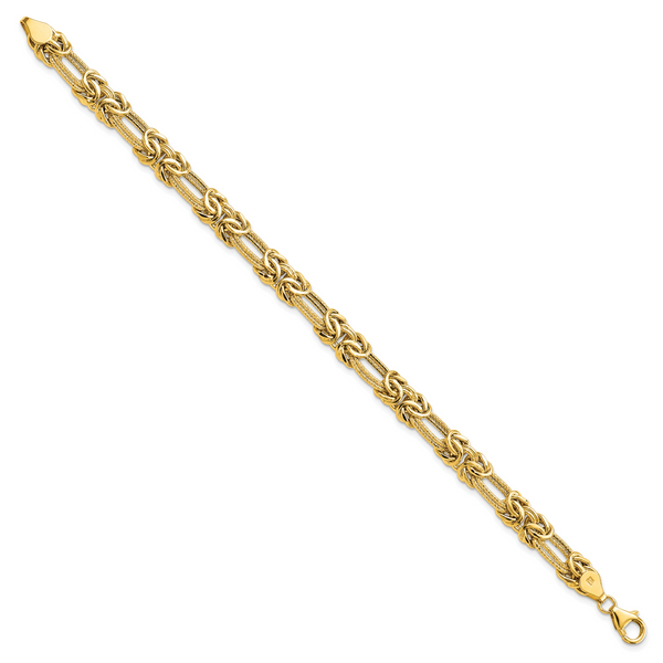 14k Polished Textured Fancy Link Bracelet - Image 2