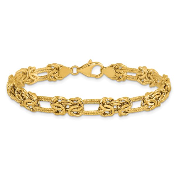 14k Polished Textured Fancy Link Bracelet - Image 3