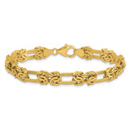 14k Polished Textured Fancy Link Bracelet - Image 3