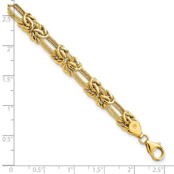 14k Polished Textured Fancy Link Bracelet - Image 4
