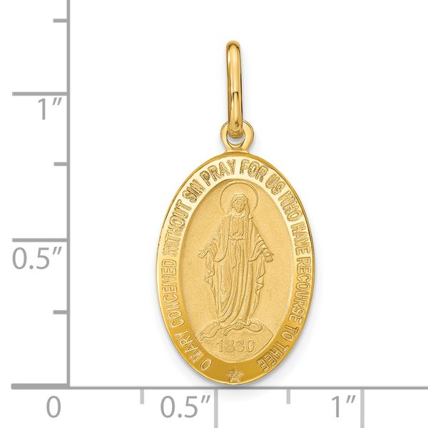 Leslie's 14k Polished and Matte Oval Miraculous Medal - Image 4