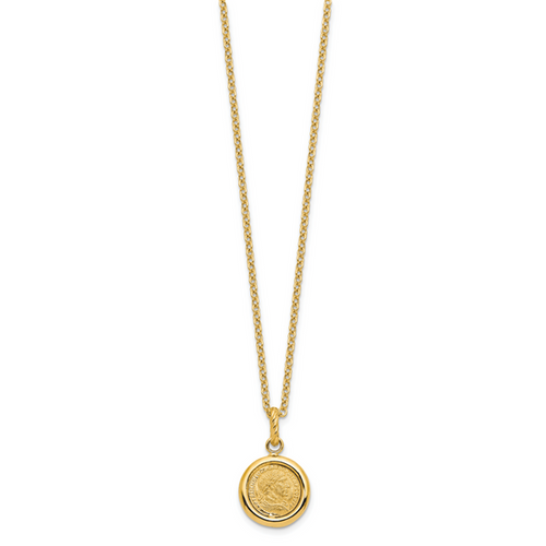 14k Polished and Matte Coin Necklace - Image 2