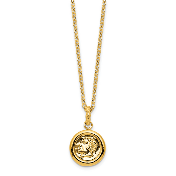 14k Polished and Matte Coin Necklace - Image 3