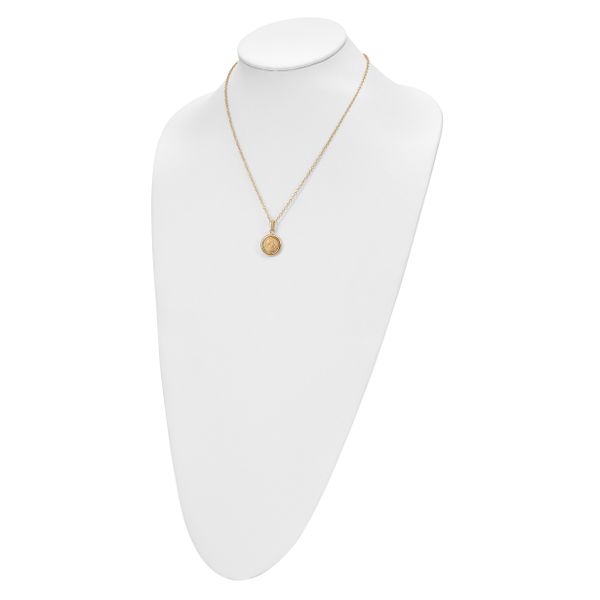 14k Polished and Matte Coin Necklace - Image 4