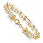 14K Two-Tone Beaded Multi-strand Wire Bangle