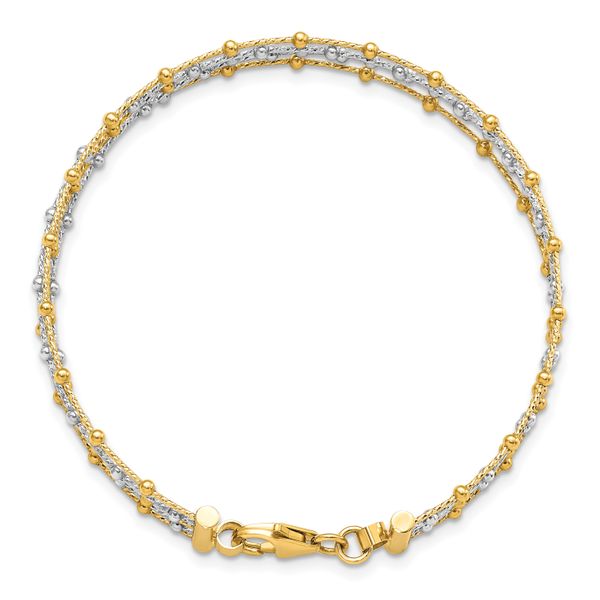 14K Two-Tone Beaded Multi-strand Wire Bangle - Image 2