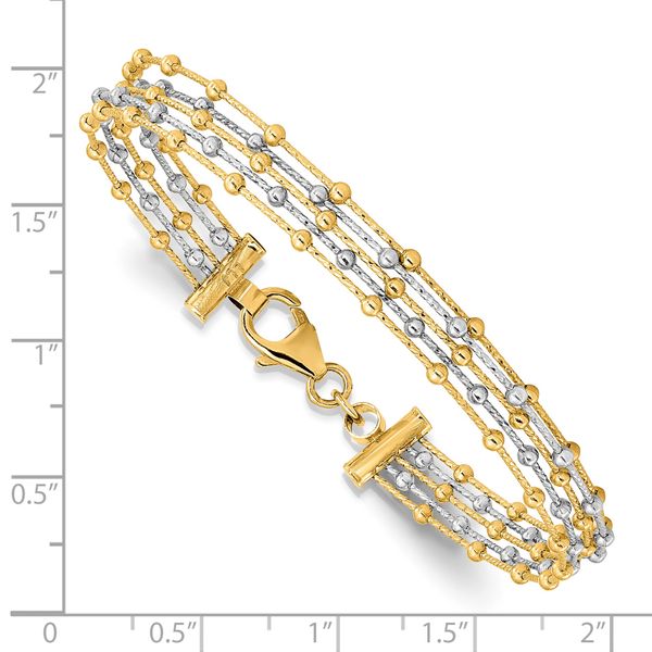 14K Two-Tone Beaded Multi-strand Wire Bangle - Image 3