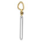 14K Two-tone Brushed Cross Dog Tag Pendant - Image 2
