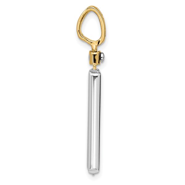 14K Two-tone Brushed Cross Dog Tag Pendant - Image 2