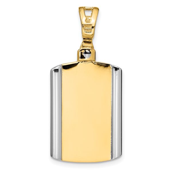 14K Two-tone Brushed Cross Dog Tag Pendant - Image 3