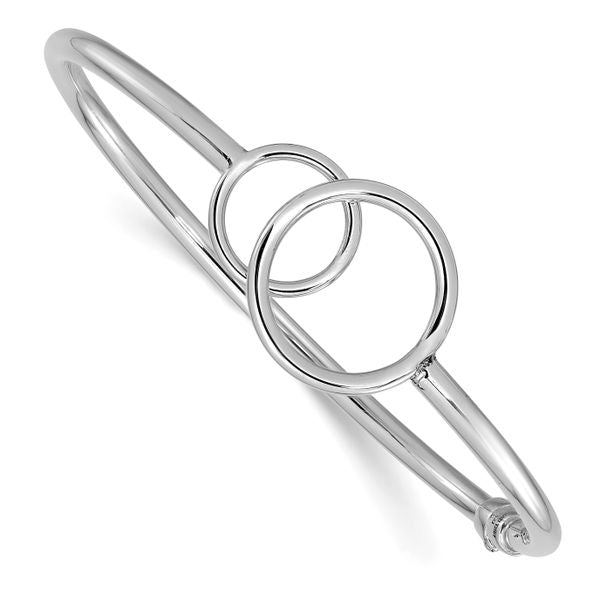 Leslie's 14K White Gold Polished Double Circled Hinged Bangle