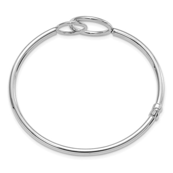 Leslie's 14K White Gold Polished Double Circled Hinged Bangle - Image 2