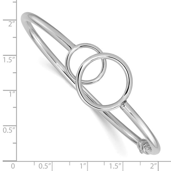Leslie's 14K White Gold Polished Double Circled Hinged Bangle - Image 3
