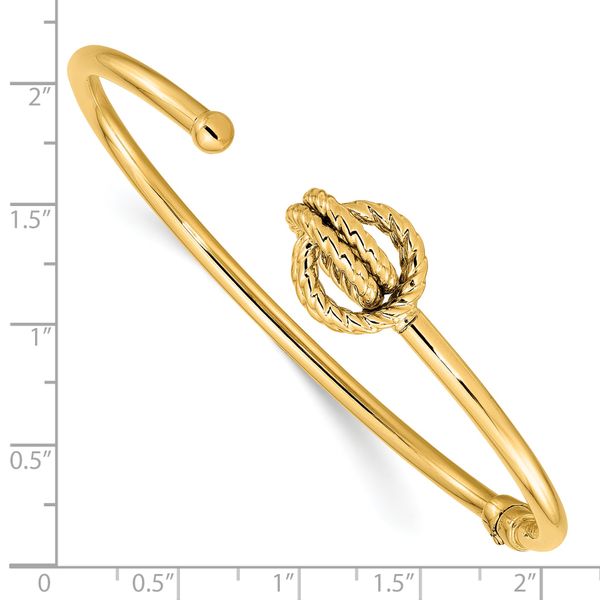 14K Polished Love Knot Hinged Bangle - Image 3