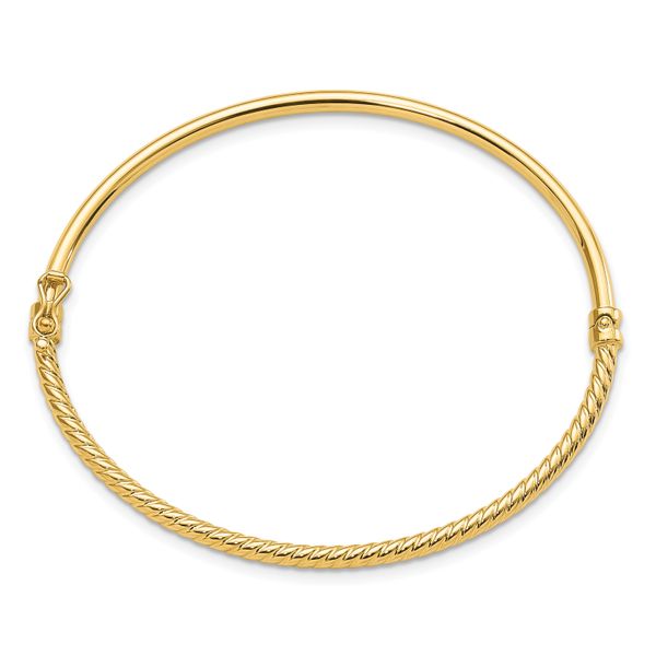 Leslie's 14K Polished Textured Hinged Bangle - Image 2