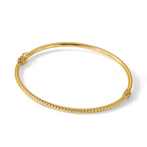 Leslie's 14K Polished Textured Hinged Bangle - Image 5