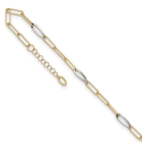 Leslie's 14K Two-tone Fancy Link with 1in. ext Anklet