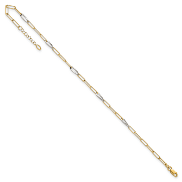 Leslie's 14K Two-tone Fancy Link with 1in. ext Anklet - Image 2