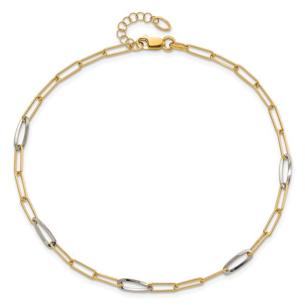 Leslie's 14K Two-tone Fancy Link with 1in. ext Anklet - Image 4