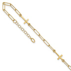 Leslie's 14K Cross Link with 1in. ext Anklet