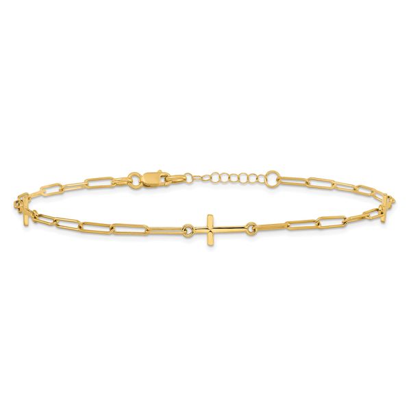 Leslie's 14K Cross Link with 1in. ext Anklet - Image 3