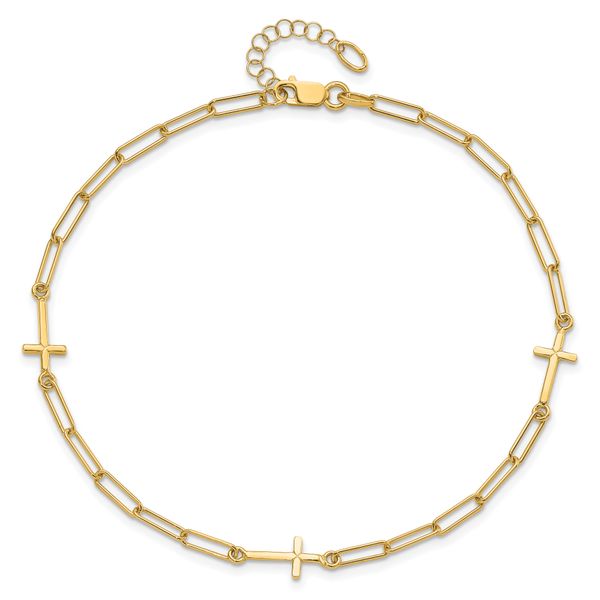 Leslie's 14K Cross Link with 1in. ext Anklet - Image 4