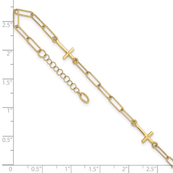 Leslie's 14K Cross Link with 1in. ext Anklet - Image 5