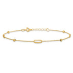 Leslie's 14K Polished Diamond-cut Beads with 1in. ext. Anklet - Image 3