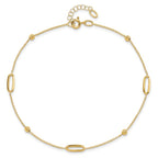 Leslie's 14K Polished Diamond-cut Beads with 1in. ext. Anklet - Image 4