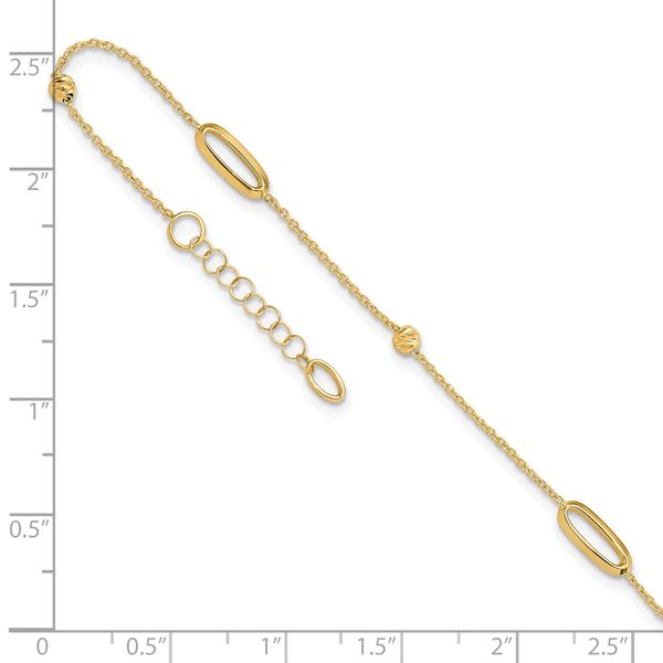 Leslie's 14K Polished Diamond-cut Beads with 1in. ext. Anklet - Image 5