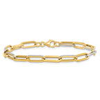 Leslie's 14K w/White Rhodium Polished / Diamond-cut Link Bracelet - Image 3