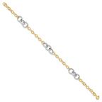 Leslie's 14K Two-tone Polished and Textured Fancy Link Bracelet - Image 2