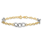 Leslie's 14K Two-tone Polished and Textured Fancy Link Bracelet - Image 3
