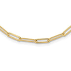 Leslie's 14K Polished and Textured Paperclip Link Necklace