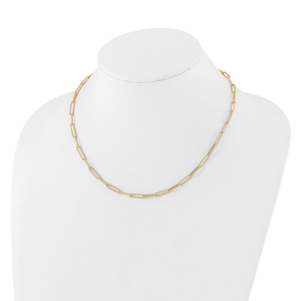 Leslie's 14K Polished and Textured Paperclip Link Necklace - Image 2
