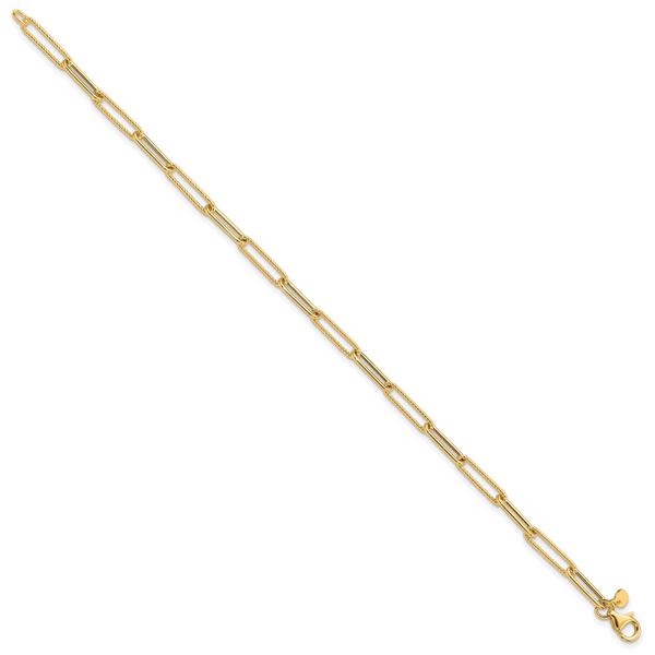 Leslie's 14K Polished and Textured Paperclip Link Bracelet - Image 2