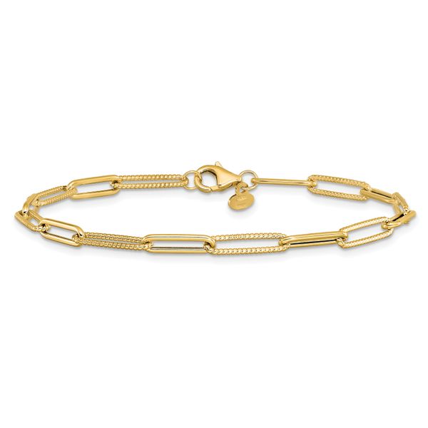 Leslie's 14K Polished and Textured Paperclip Link Bracelet - Image 3