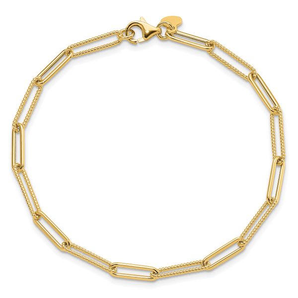 Leslie's 14K Polished and Textured Paperclip Link Bracelet - Image 4