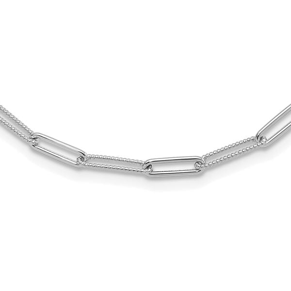 Leslie's 14K White Gold Polished / Textured Paperclip Link Necklace