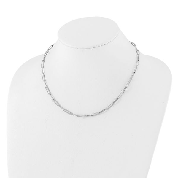 Leslie's 14K White Gold Polished / Textured Paperclip Link Necklace - Image 2